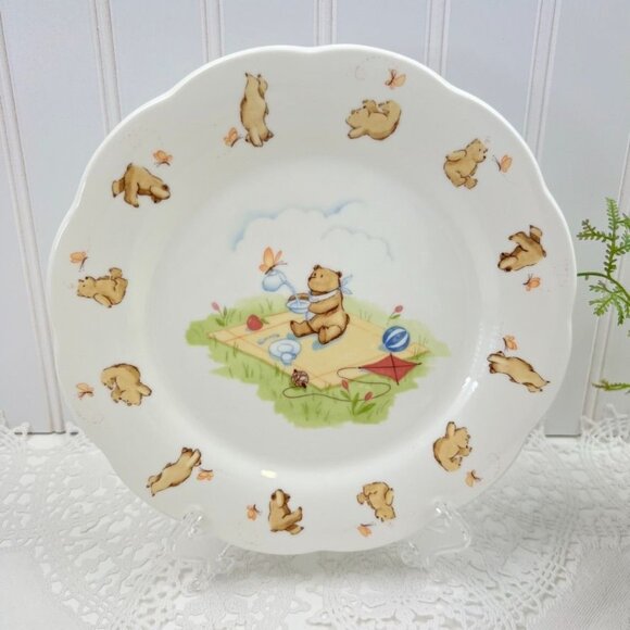 Noritake Busy Bear Childs Plate Bone China Picnic Bears 8" Springtime - Picture 9 of 9